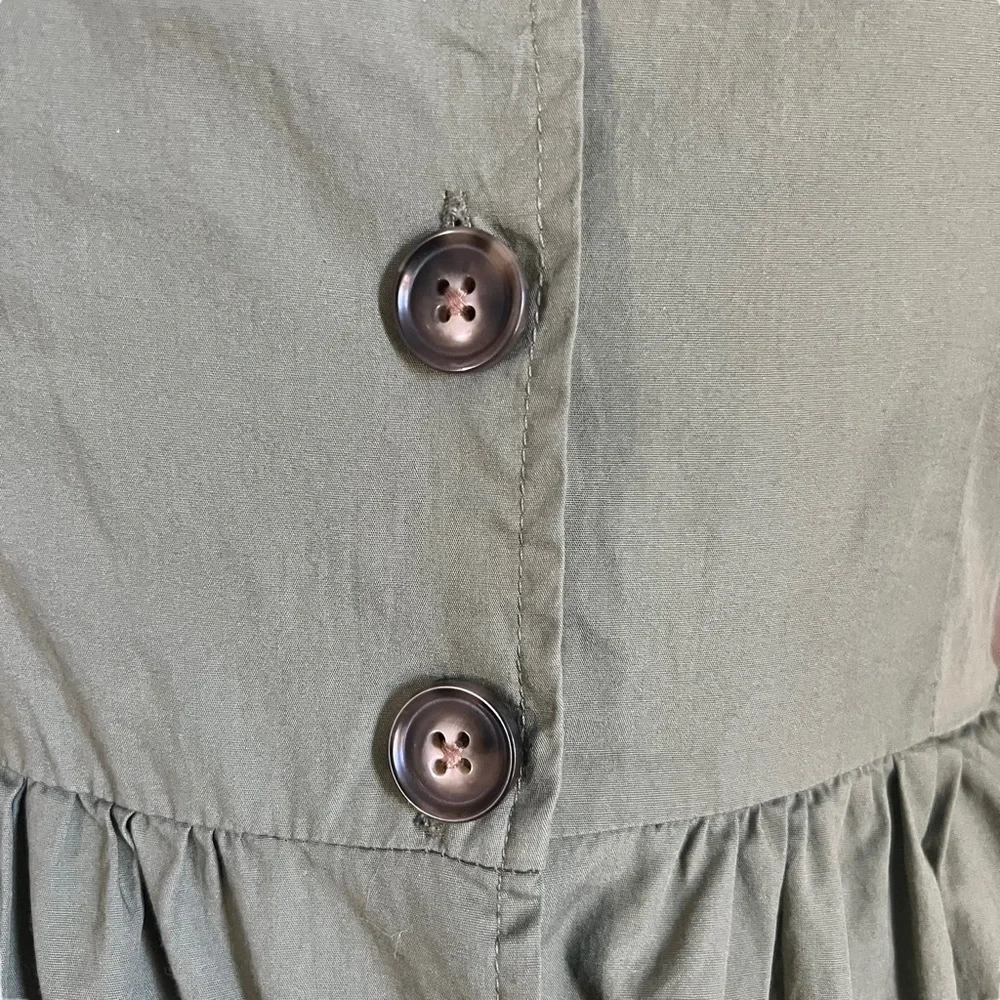 Who What Wear | Womens 100% Cotton Army Green  Button Up Wide Hem Midi Dress | M - Picture 5 of 17